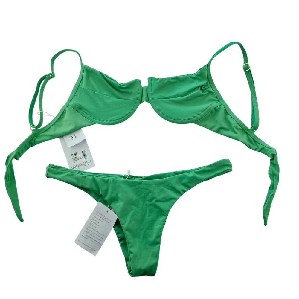 San Lorenzo NWT Moorea Underwire Bikini Set Rainforest Blend Green Womens Size M